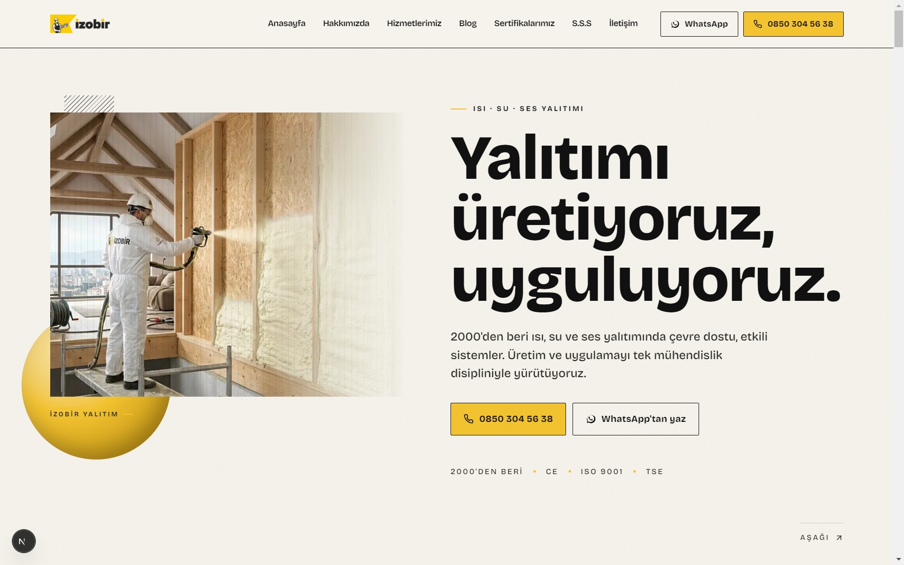İzobir Web Sayfası — 25 yıllık bir yalıtım markasının editöryal bir web diline taşındığı proje.